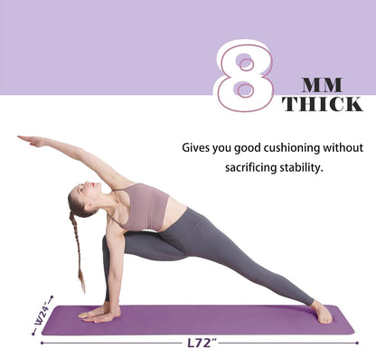 UMINEUX Yoga Mat Extra Thick 1/3'' & 2/5" Non Slip Yoga Mats for Women Eco Friendly TPE Fitness Exercise Mat with Carrying Sling & Storage Bag