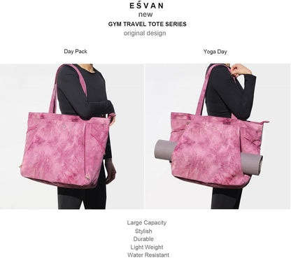 ESVAN Corduroy Yoga Tote Bag Gifts for Women Drawstring Yoga Mat Bag for Office Workout Travel Carryall Pilates Gym