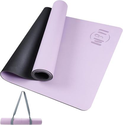 U&M Professional Non Slip PU Yoga Mat,Purple, Grey, Pink, Green 72x27 Inch 0.2" Thick Exercise Mat,| Sweatproof High Density | Anti-tear | Non-Slip Textured Surface | Natural Rubber Bottom Workout Mat for Women & Men Yoga Pilates Fitness