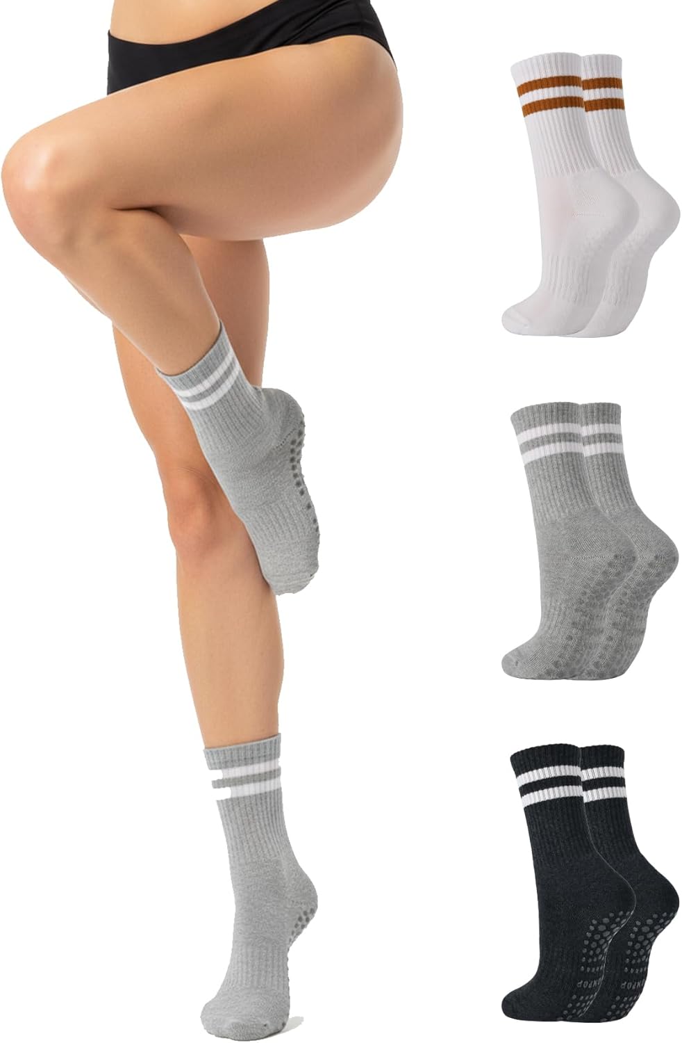 Pilates Grip Socks for Women – Non-Slip Grippy Yoga & Barre Socks, Cushioned Cozy Socks for Studio, Home & Gifts