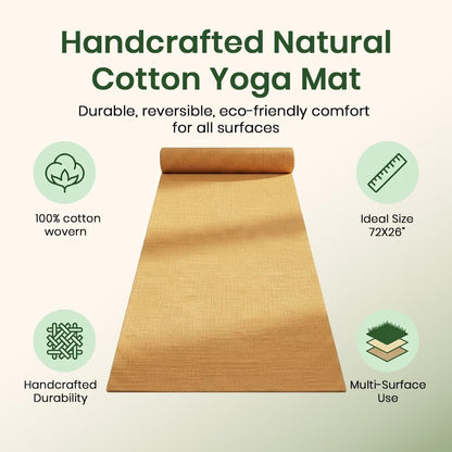 LFH Home Handmade Cotton Yoga Mat Cotton Rug picnic mat For Exercise, Workout, Fitness - Perfect Heavy Quality Eco Friendly Natural Cotton Woven Reversible Yoga Mats for Men & Women - 72x26 Inch.