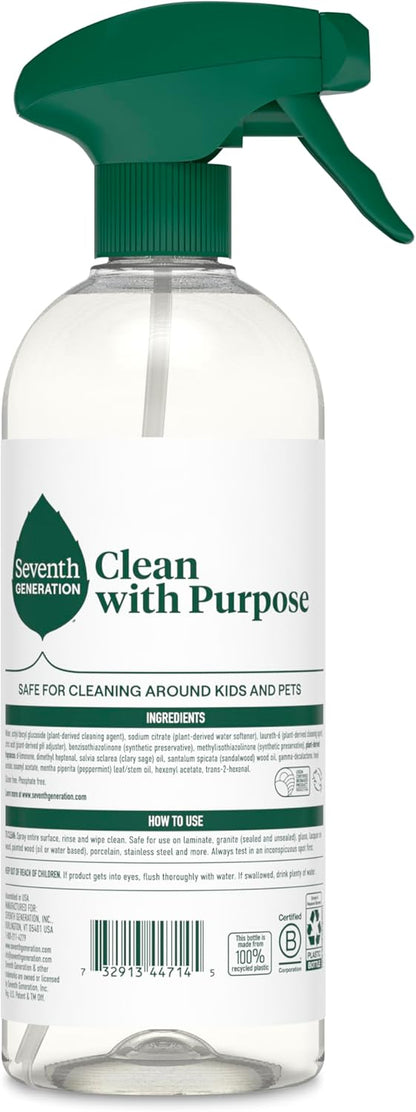 Seventh Generation All Purpose Cleaner, Free & Clear, 23 oz, Pack of 4, Plant-Based Cleaning Spray, Cuts Grease & Grime, No Fragrance or VOCs, Safe for Kids & Pets, Works on Glass, Sealed Wood & More