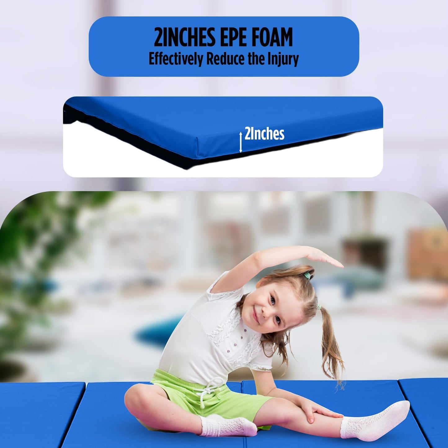 Gymnastics Mats Foldable Tumbling Mats Portable Gymnastics Exercise Mat Thick Gymnastics Tumbling Mats Pad Home Exercise Panel Mat With Carrying Handles