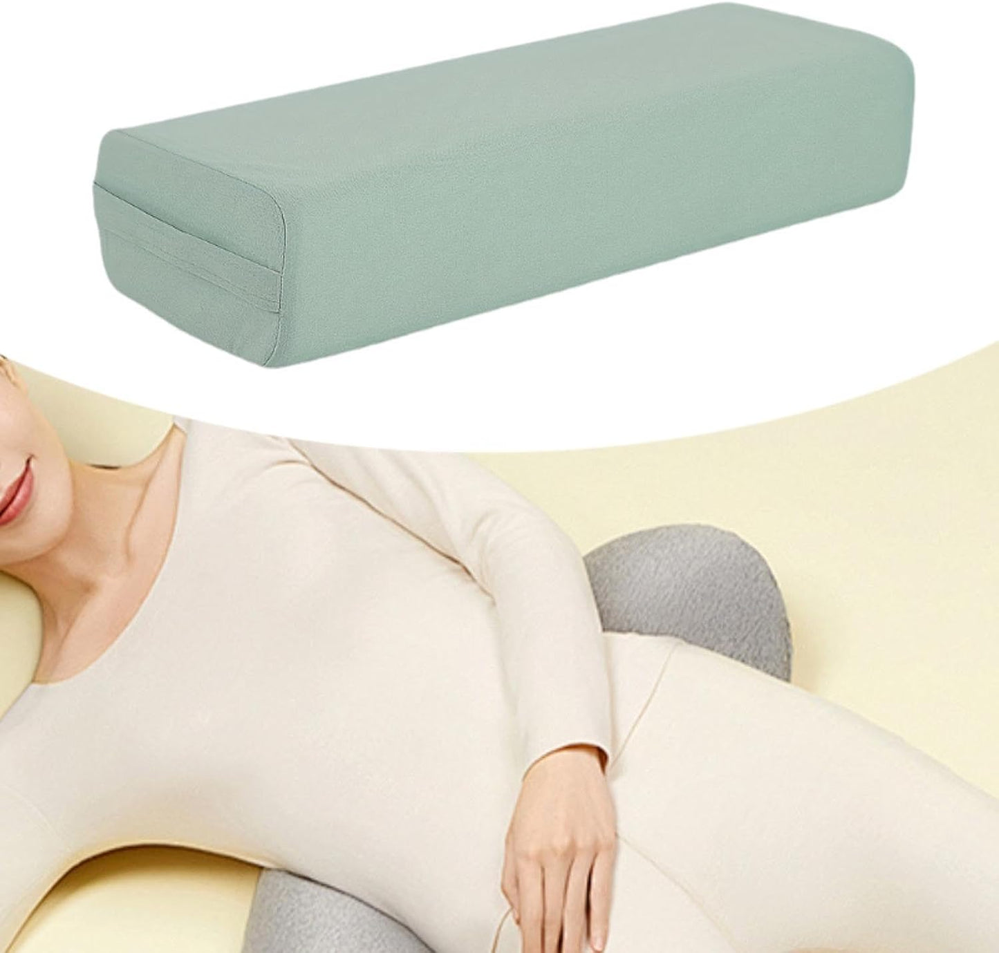 Rectangular Bolster Cushion Meditation Cushion Support Cushion with Comfortable, Breathable Cover and Handle, Portable for Pilates, M