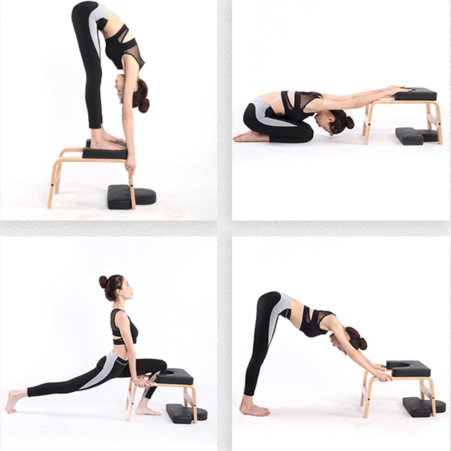 C-CHAIN Balanced Yoga Headstand Bench - Ideal for Workout, Fitness and Gym, for Both Beginner and Experience Yogis - Wood and PU Pads - Relieve Fatigue and Build Up Body