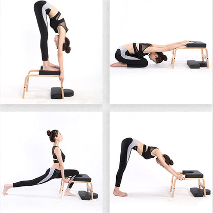 C-CHAIN Balanced Yoga Headstand Bench - Ideal for Workout, Fitness and Gym, for Both Beginner and Experience Yogis - Wood and PU Pads - Relieve Fatigue and Build Up Body