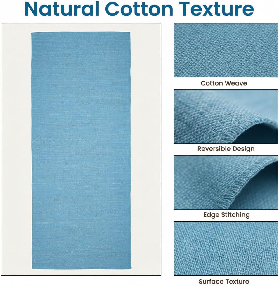 LFH Home Handmade Cotton Yoga Mat Cotton Rug picnic mat For Exercise, Workout, Fitness - Perfect Heavy Quality Eco Friendly Natural Cotton Woven Reversible Yoga Mats for Men & Women - 72x26 Inch.