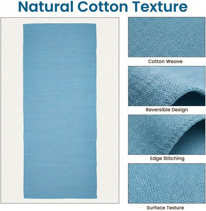 LFH Home Handmade Cotton Yoga Mat Cotton Rug picnic mat For Exercise, Workout, Fitness - Perfect Heavy Quality Eco Friendly Natural Cotton Woven Reversible Yoga Mats for Men & Women - 72x26 Inch.