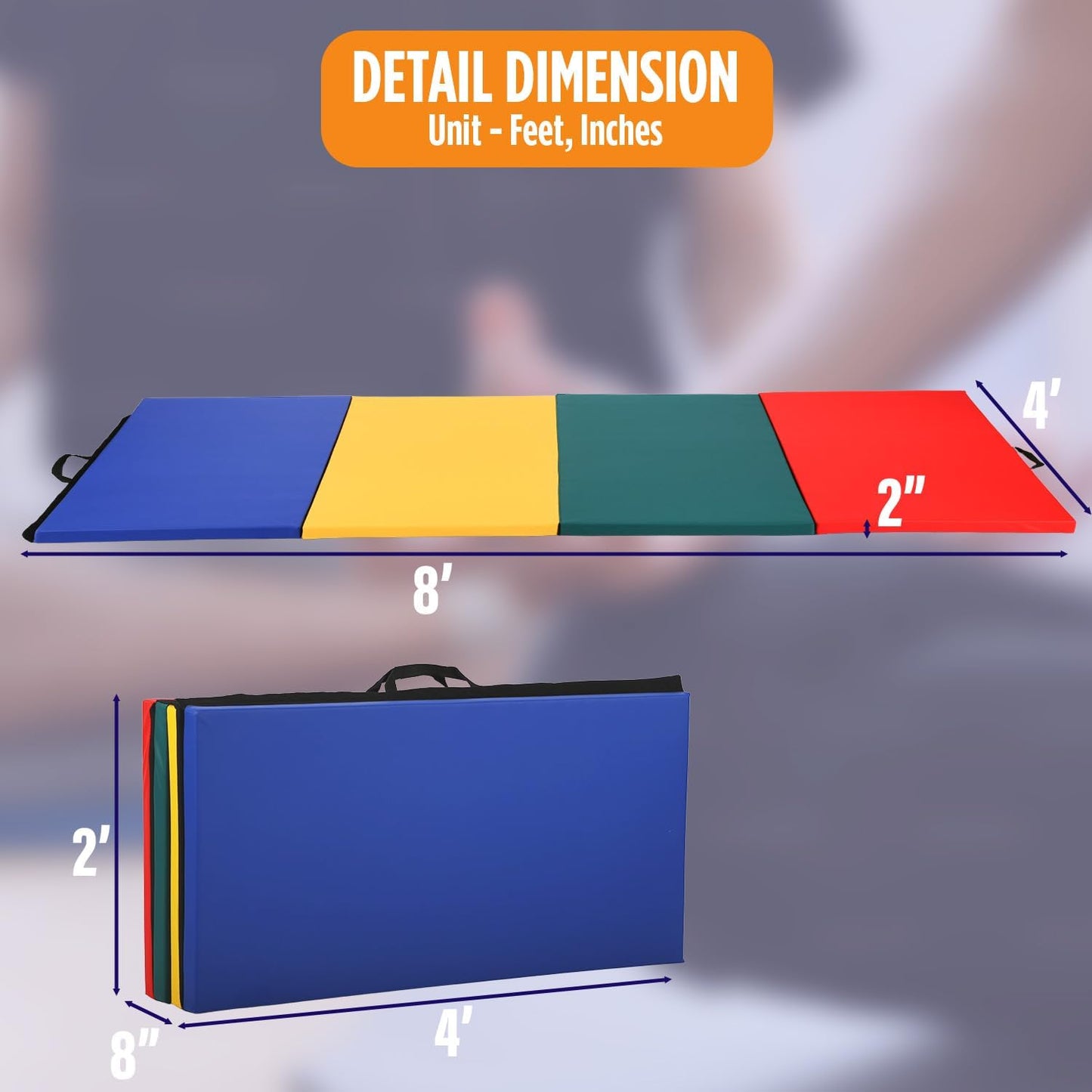 Gymnastics Mats Foldable Tumbling Mats Portable Gymnastics Exercise Mat Thick Gymnastics Tumbling Mats Pad Home Exercise Panel Mat With Carrying Handles