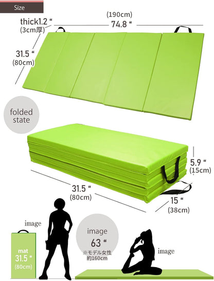 KaRaDaStyle Gymnastics Mat Folding Stretch Mats 75"x31"x1.2" Exercise Muscle Training Children Play Horizontal Bar Mat Yoga Sports Soundproof Home Use