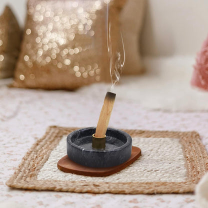 Vrupin Natural Marble Incense Burner, Handmade Incense Stick Incense Burner Reflux Burner, Ideal for use in Meditation, Incense Smokers and Decoration. (Black)