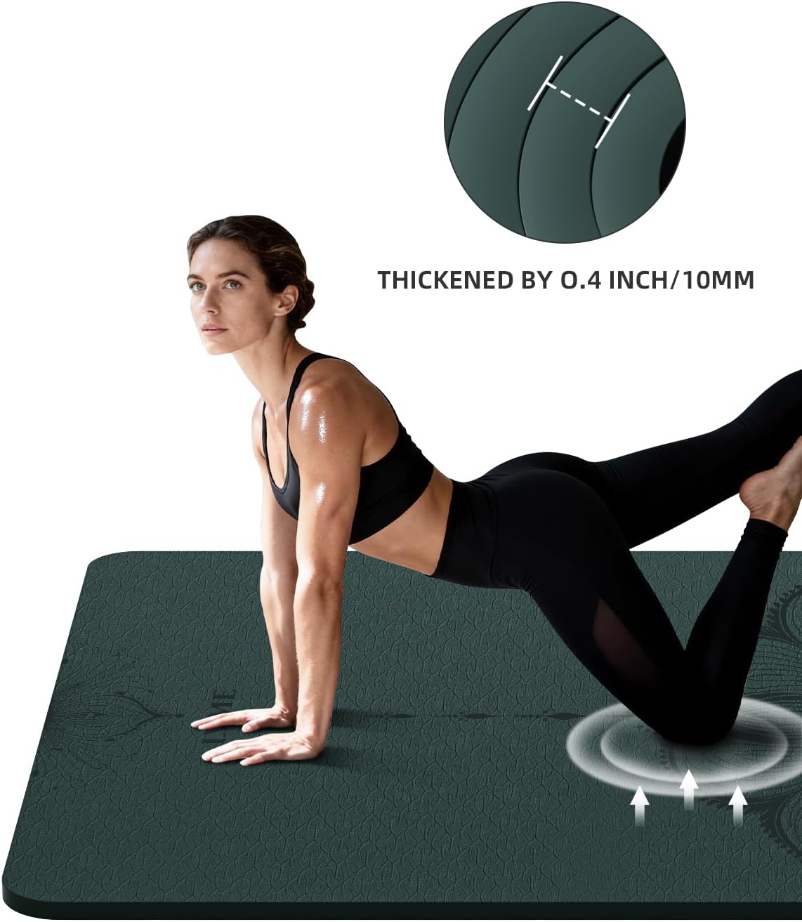 Large Yoga Mat (75.5"x47.6"x0.4"）Extra Wide & Thick 10mm, Non-Slip Exercise Mat, High-Density TPE Mat for Yoga Pilates & Home Gym Workouts