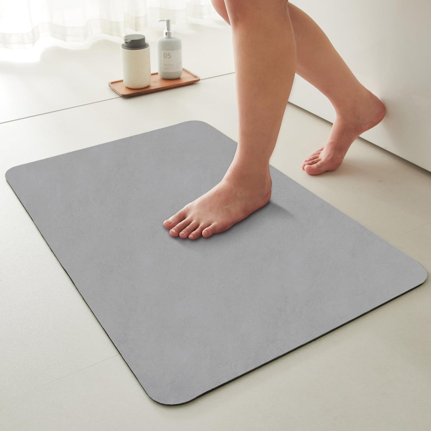 TYUU Bath Mat, Bathroom Rugs Non Slip Washable Thin Absorbent Quick Dry Bath Mat Fits Under Door Bathroom Floor Mat Perfect for Bath, Shower, or Sink 24"x36" Dark Grey