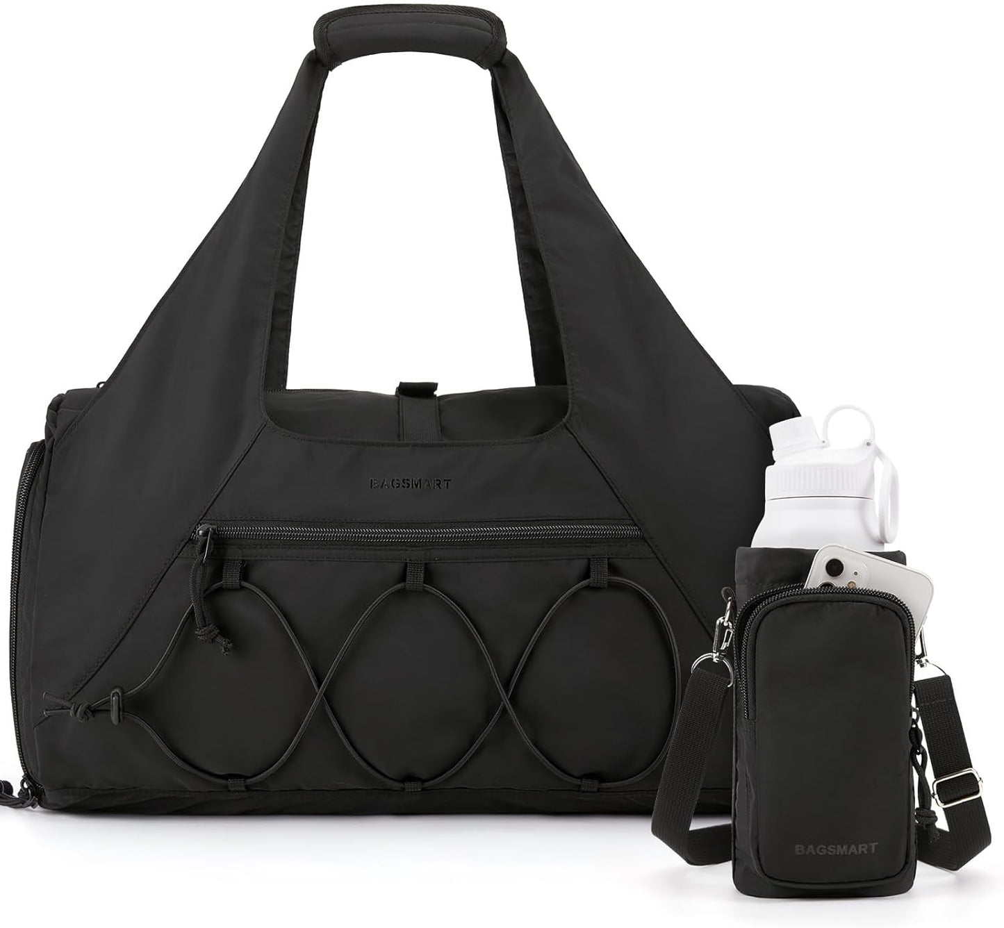BAGSMART Gym Bag for Women, Lightweight Duffel with Shoe Compartment, Tote Bag with Wet Pocket for Yoga Travel, Pink