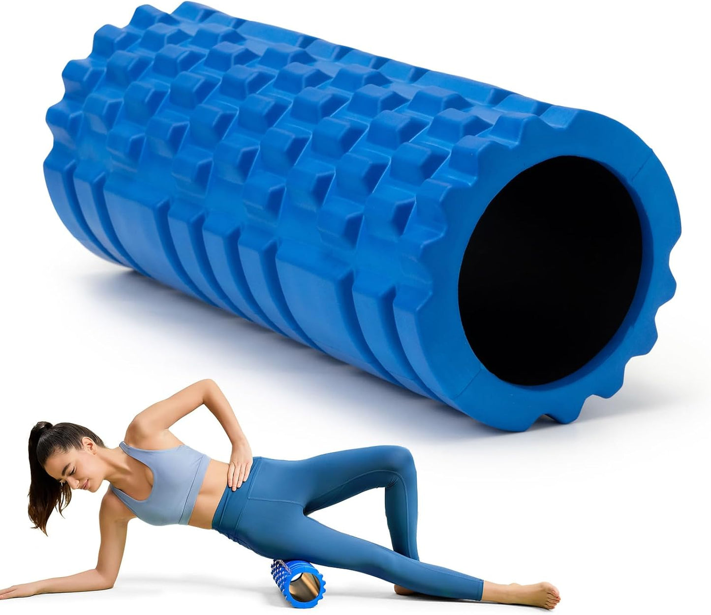 Krightlink Foam Roller for Deep Tissue Massager, 13" High Density Exercise Patented Roller for Muscle Massage and Myofascial Trigger Point Release Back Roller for Fitness, Yoga and Pilates (Black)