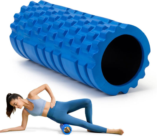 Krightlink Foam Roller for Deep Tissue Massager, 13" High Density Exercise Patented Roller for Muscle Massage and Myofascial Trigger Point Release Back Roller for Fitness, Yoga and Pilates (Black)