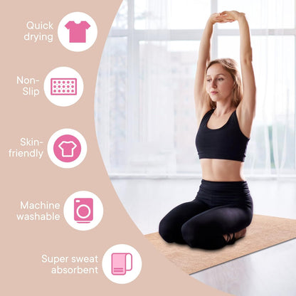 Hot Yoga Towel with Grip Dot, Non Slip Sweat Absorbent Microfiber Yoga Mat Towels for Hot Yoga, Pilates, Fitness and Workout 72inch x 24inch
