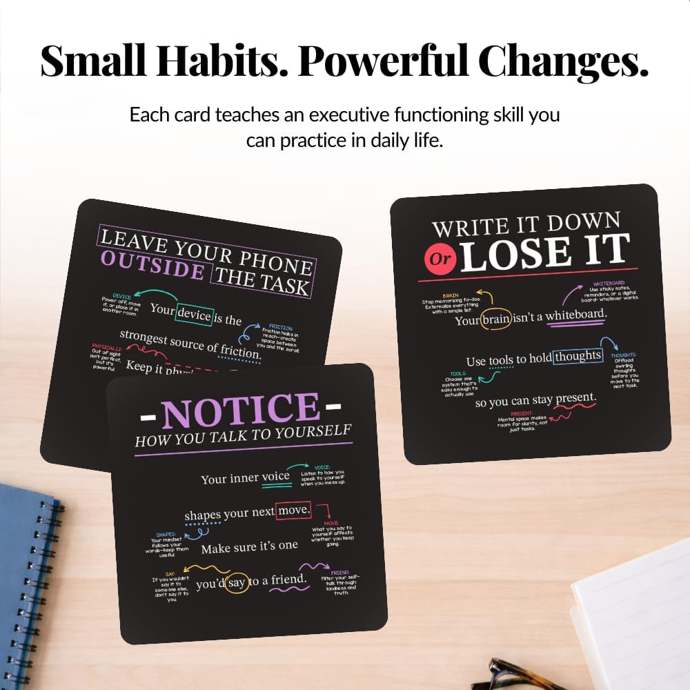 Emotional Intelligence Mindset Cards – 52 Daily Habits for Confidence, Connection & Social Skills – for Kids, Teens & Adults – Includes Wooden Display Stand – Gift for Teachers & Parents