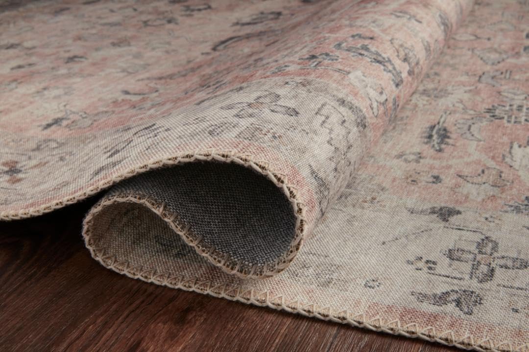 Loloi Hathaway Collection HTH-06 Blush/Multi 2'-6" x 7'-6", .25" Thick, Runner Rug, Soft, Durable, Printed, Modern, Low Pile, Non-Shedding, Easy Clean, Living Room Rug