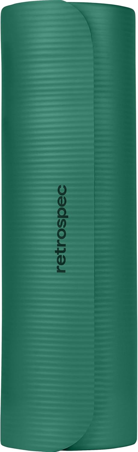 Retrospec Solana Yoga Mat Thick 1/2in Non-Slip Workout Mat with Nylon Strap - 72x24in Exercise Mat for Pilates, Stretching & Fitness - BPA Free, Easy Clean