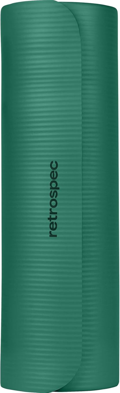 Retrospec Solana Yoga Mat Thick 1/2in Non-Slip Workout Mat with Nylon Strap - 72x24in Exercise Mat for Pilates, Stretching & Fitness - BPA Free, Easy Clean