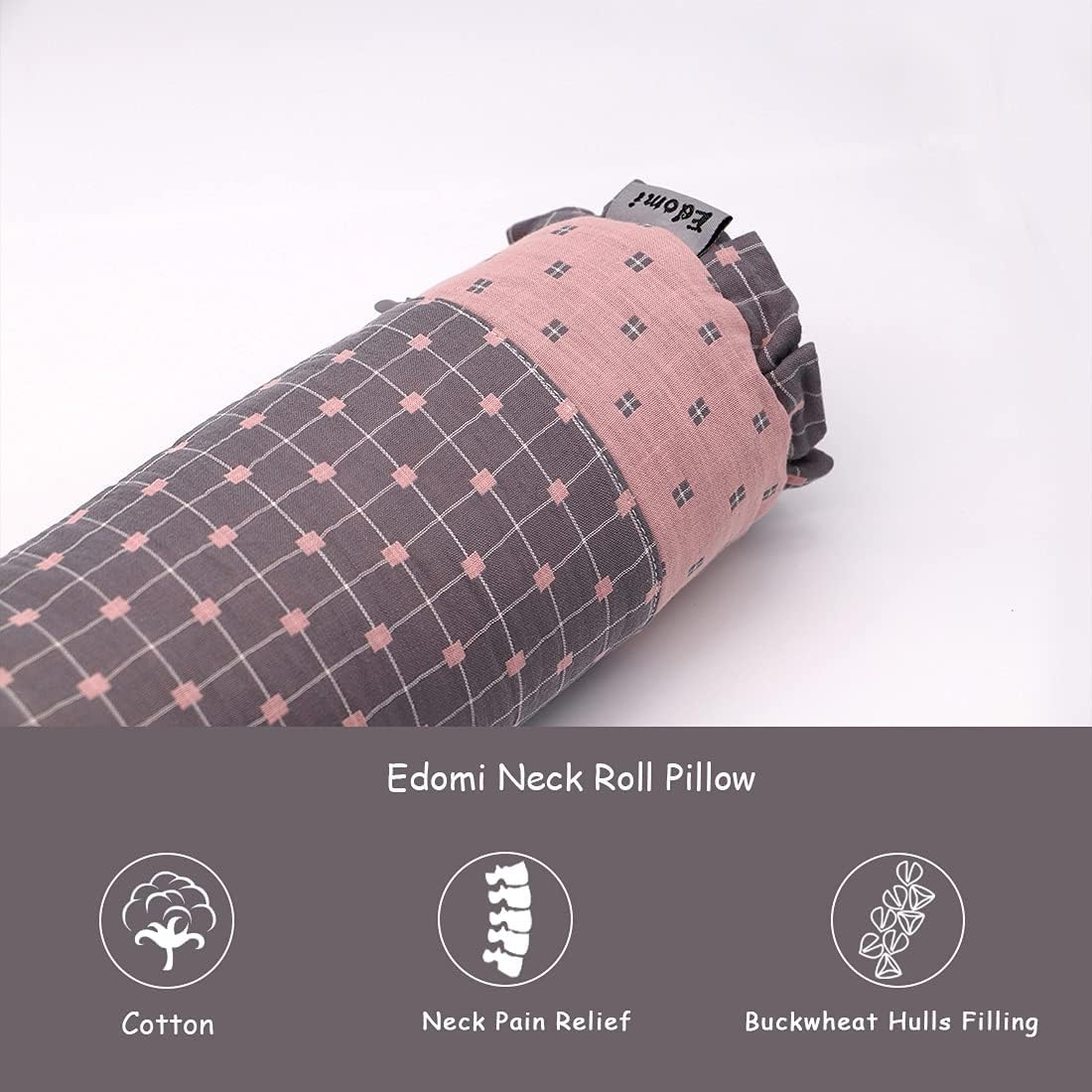 Cervical Buckwheat Roll Pillow for Sleeping,15.7"x5.9" Buckwheat Hulls Pillows Filling, Triangle Pillow for Neck Support Yoga Bolster, Adjustable Fill for Neck Pain Relief,Gray