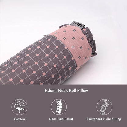 Cervical Buckwheat Roll Pillow for Sleeping,15.7"x5.9" Buckwheat Hulls Pillows Filling, Triangle Pillow for Neck Support Yoga Bolster, Adjustable Fill for Neck Pain Relief,Gray