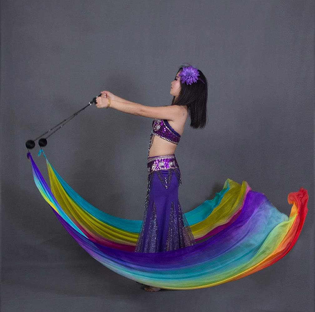 KIKIGOAL 2pcs 2.5x0.9M/98.43"x35.43" Multi-Color Dance Silk Veil Poi