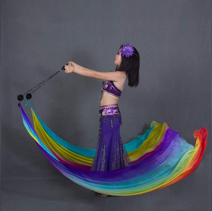 KIKIGOAL 2pcs 2.5x0.9M/98.43"x35.43" Multi-Color Dance Silk Veil Poi