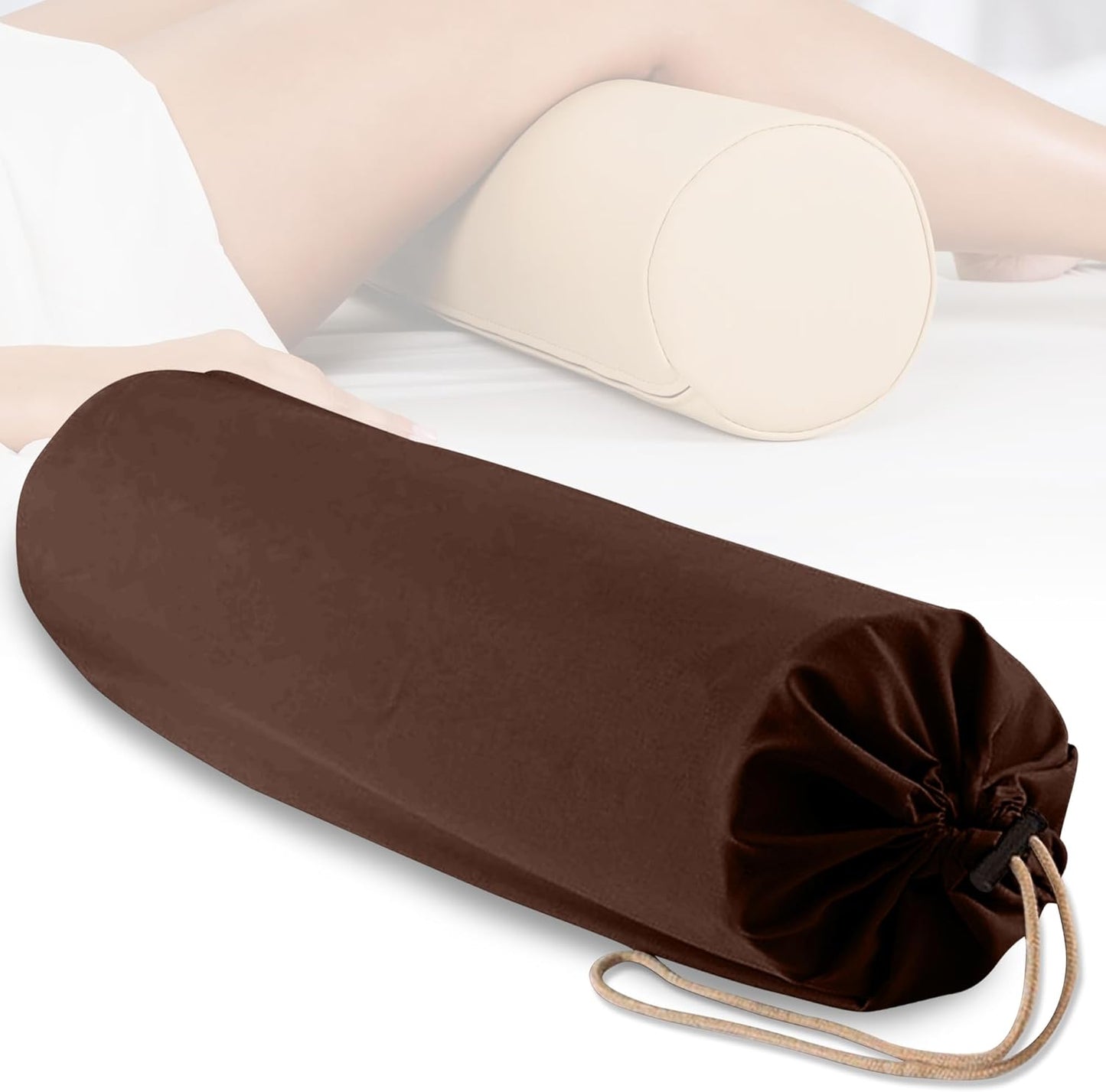 NRG Microfiber Bolster Covers Round Massage Bolster Pillow Covers - Natural - 6" x 27" - 100% Polyester Microfiber - Soft & Durable - Protection from Stains & Oil - Drawstring Closure