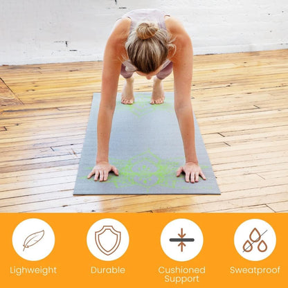 Sol Living Travel Yoga Mat - Natural Tree Rubber for Extra Grip - Non-Slip, Foldable, Eco-Friendly - Perfect for On-the-Go Yoga, Pilates, Fitness, Meditation - 24" x 72", Green