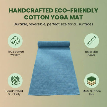 LFH Home Handmade Cotton Yoga Mat Cotton Rug picnic mat For Exercise, Workout, Fitness - Perfect Heavy Quality Eco Friendly Natural Cotton Woven Reversible Yoga Mats for Men & Women - 72x26 Inch.