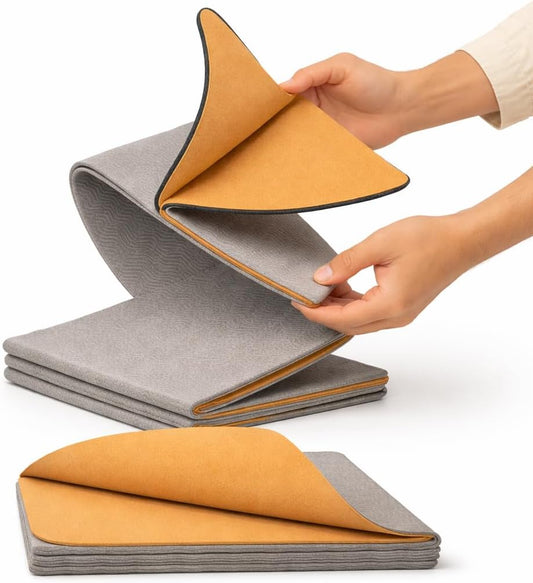 Roam & Wrap TRUE FOLDING Cork Yoga Mat 5mm Thick - Not Rolled, Fits in Backpack & Carry-On - Non-Slip Portable Mat for Travel, Pilates & Gym