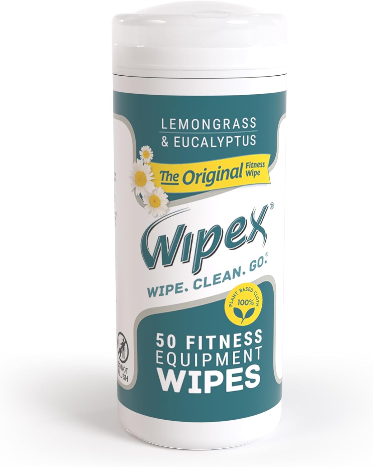 Wipex Fitness Equipment Wipes - EWG Verified - 50 Ct Original Natural Plant Based Gym Wipes for Equipment, Clean Surfaces at Home or Gym, Use as a Yoga Mat Cleaner, Lemongrass, Eucalyptus & Vinegar
