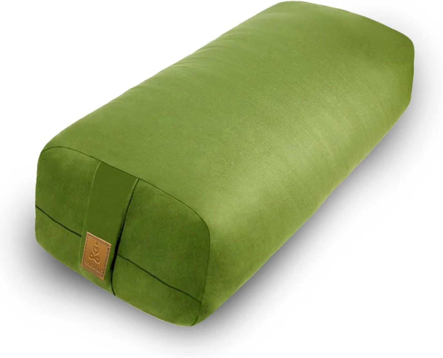 Yoga Bolster Pillow 26x10.5x5.5in Rectangular Meditation Cushion for Massage and Back Support, Breathable Cotton Fill, Zippered Organic Cotton Cover, Easy-Carry Handle, Machine Washable (Black)