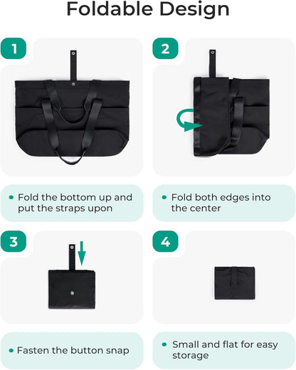 BAGSMART Tote Bag for Women, Foldable Tote Bag With Zipper Travel Shoulder Bag Handbag for Work