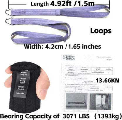 4.9ft 1.5m Aerial Straps Ropes Yoga Aerial Acrobatics Body Aerial Loop Trapeze Circus Apparatuses Equipment Three-Layer Straps 1 pairs