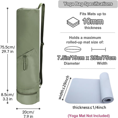 sportsnew Yoga Mat Bag, Full Zip Cargo Yoga Mat Carrier Bag with Drawstring Water Bottle Pocket and Bottom Wet Pocket, Exercise Yoga Mat Carrier Holder Multi-Functional Storage Bag Patent Pending