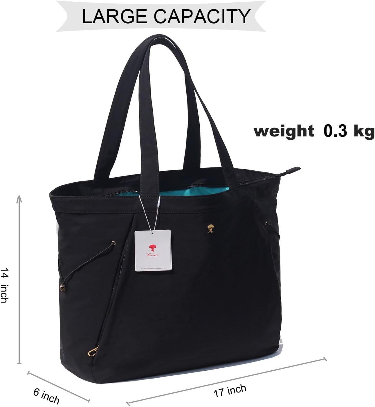 ESVAN Yoga Tote Bag for Women Shoulder Bags Drawstring for Office Workout Travel Carryall Pilates Gym and Beach