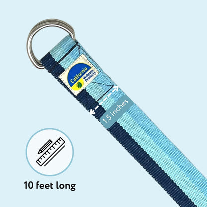California Yoga Strap | Yoga Belt with Safe Adjustable D-Ring Buckle for Pilates | Stretching Strap | Exercise Bands | Physical Therapy | Improves Sitting Posture