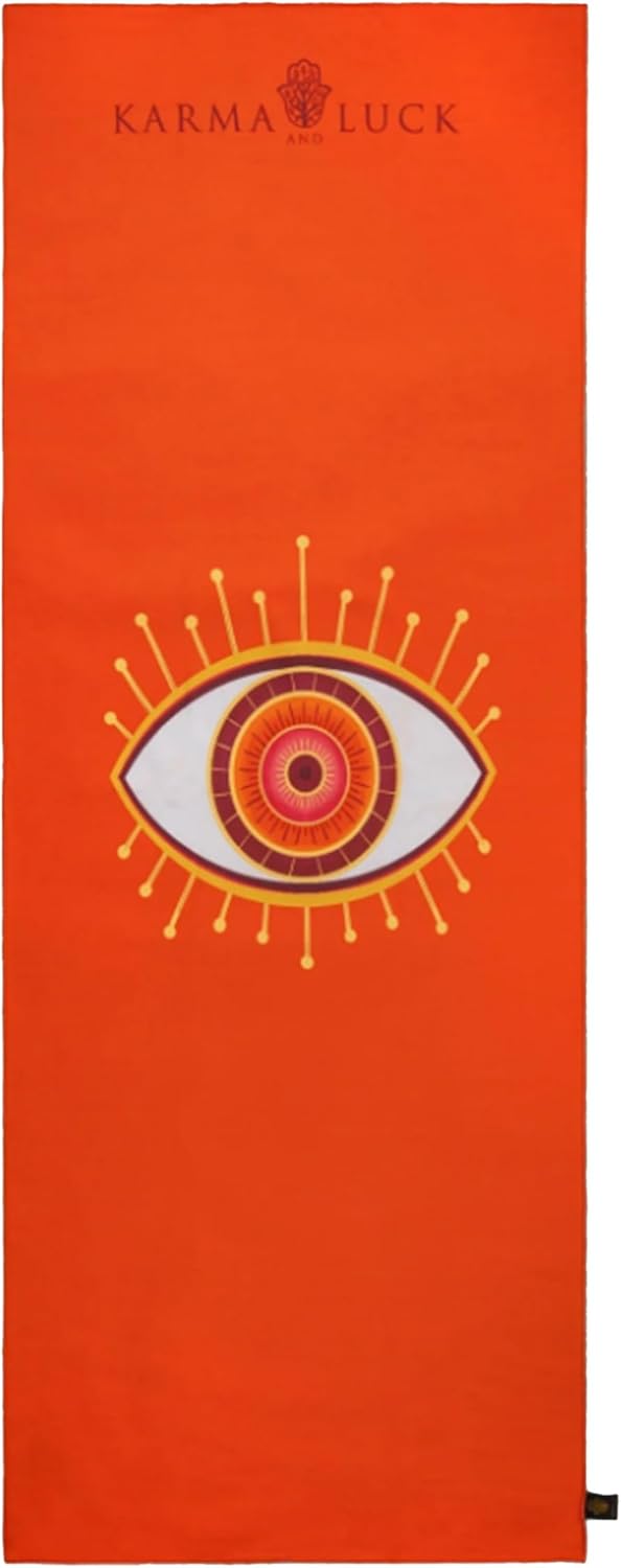 KARMA AND LUCK Radiant Protection Yoga Towel, Absorbent, Non-Slip Hot Yoga Mat Towel, Silicone Grip & Soft Terry Suede for Spiritual Energy Shield & Clarity, 26” x 72”