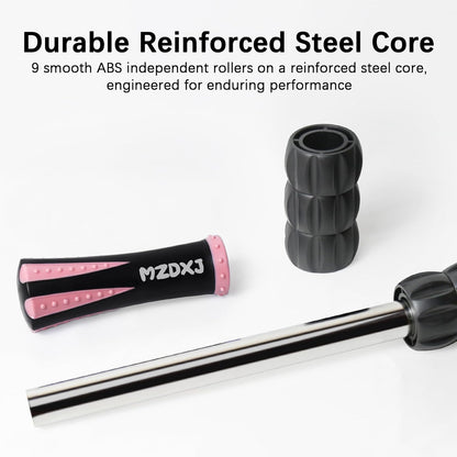 Muscle Roller Massage Roller Stick- Deep Tissue Fascia Blaster for Myofascial Pain Relief, Lymphatic Drainage & Body Sculpting, Handheld Physical Therapy & Recovery Tool (Gray black-18 inch)
