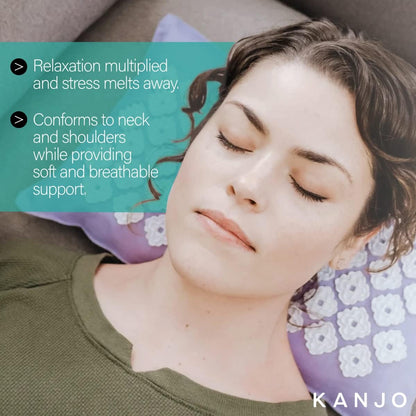 Kanjo Aroma Mint Acupressure Pillow - 100% Cotton Linen with Natural Cork Filling - Aromatherapy Pillow for Back Pain and Neck Pain Relief