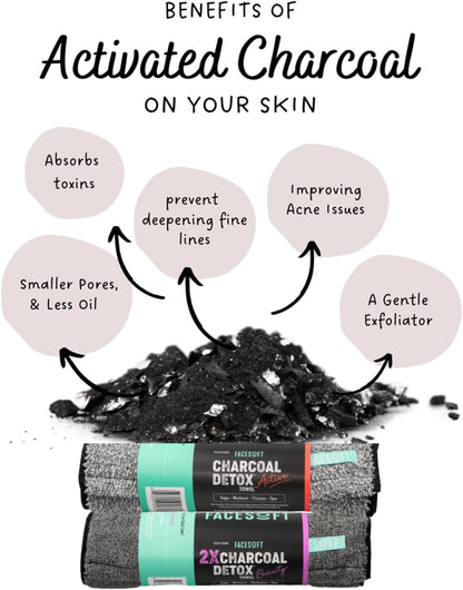 Facesoft Yoga Towel - Infused with Activated Charcoal to Detoxify and Sweat - Made with Eco-Friendly Aqua-Cotton Yarn - Biodegradable and Sustainable - All Ages