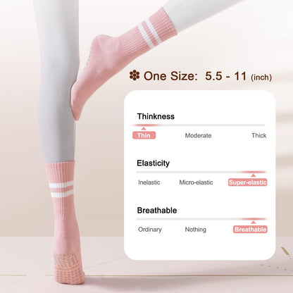 Diu Life 3 Pack Pilates Socks Yoga Socks with Grips for Women Non Slip, Workout, Pure Barre, Ballet, Dance, Hospital Socks