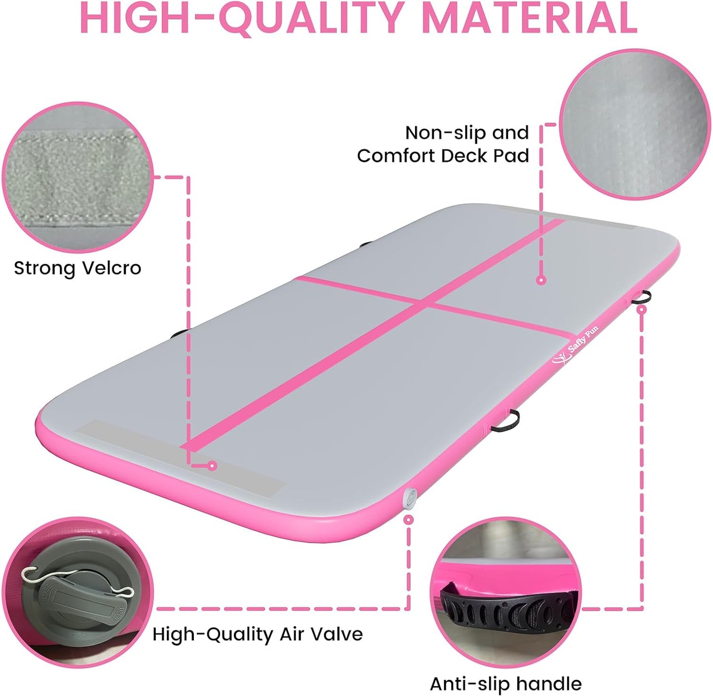Inflatable Gymnastics Air Mat 6.6ft/10ft – Shock-Absorbing Tumble Track for Safe Home, Gym & Outdoor Training with Electric Pump