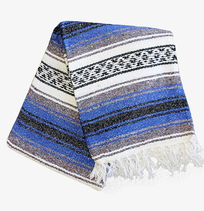 Del Mex Classic Mexican Blanket, Large Authentic Woven Falsa Throw (70"x50"), Artisan Southwest Décor for Beach, Yoga, Outdoors (Lavender)