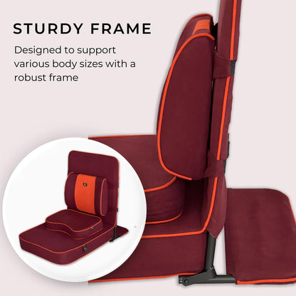 Friends of Meditation Extra Large Meditation Chair | Floor Chair with Back Support | Yoga Chairs for Adults | Portable Folding Chair | Yoga Chair with Cushion & Meditation Block | Black | 24x22 in