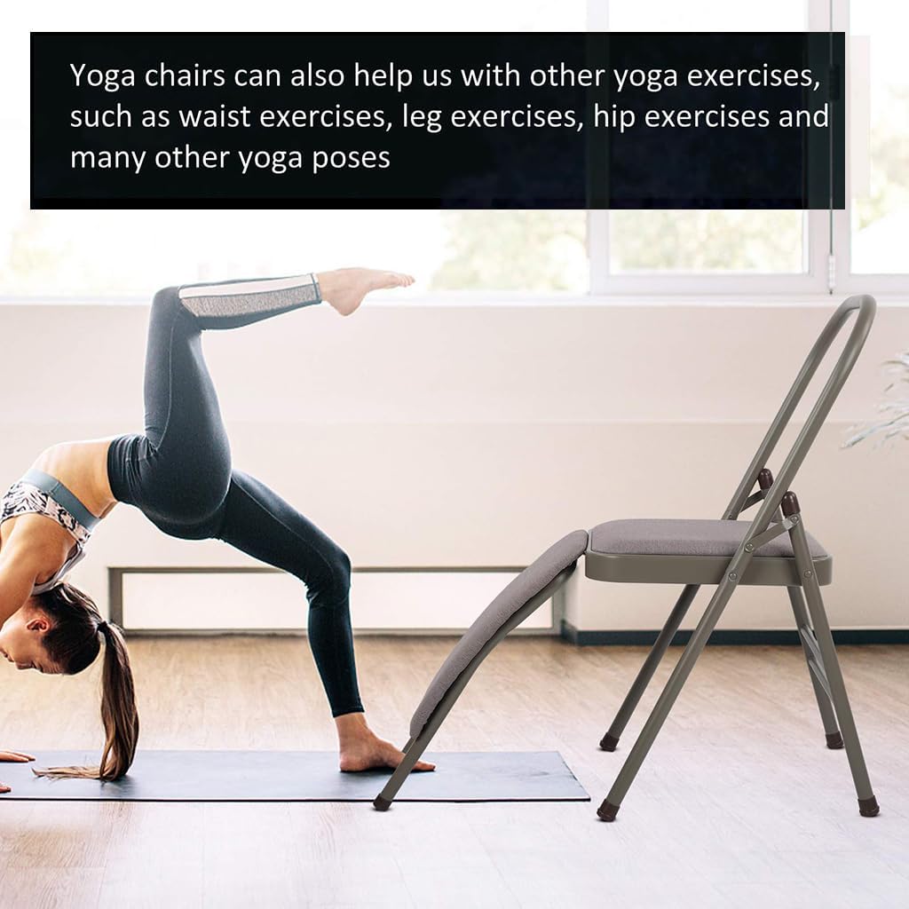 Yoga Chair with Lumbar Support,Multifunctional Yoga Stool with Removable Cushion,Yoga Assist Chair with Lumbar Support,Pilates Yoga Chair,Yoga Inversion Chair