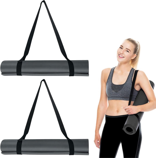 FENMORE 2 Pcs Yoga Mat Straps, Black Yoga Mat Straps For Women and Men, Yoga Mat Carrying Strap Sling, Adjustable Loops for all Mat Sizes Multipurpose Lightweight (Mat Not Included)